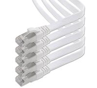 1aTTack.de 0.25m - white - 5 pieces CAT.7 Gigabit Ethernet LAN ribbon ribbon cable (RJ45) network cable raw cable (10Gbit/s) installation cable flat slim compatible with Cat.5 - Cat.5e - Cat.6