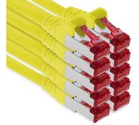 1aTTack.de 0,25m - yellow - 10 pieces - CAT6 CAT 6 Ethernet - Lan Network Cable - SET - RJ45 Internet 1000/Mbit/s Patchcabel CAT 6 S-FTP PIMF compatible with CAT5 CAT6a CAT7 CAT8