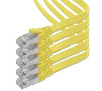 1aTTack.de 0.25m - yellow - 5 pieces CAT.7 Gigabit Ethernet LAN ribbon ribbon cable (RJ45) network cable raw cable (10Gbit/s) installation cable flat slim compatible with Cat.5 - Cat.5e - Cat.6