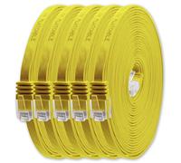 1aTTack.de 0.25m Yellow Cat.6 Flat Network Cable - 5 Pack, Gigabit LAN (RJ45), Ultra Flat, Slim Micro