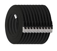 1aTTack.de 0.5 m - black - pack of 10 Cat7 flat cable network cable Cat 7 raw cable Gigabit Lan (10Gbit/s) ribbon cable installation cable patch cable flat slim Rj 45 plug Cat6a