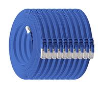 1aTTack.de 0.5 m - blue - pack of 10 Cat7 flat cable network cable Cat 7 raw cable Gigabit Lan (10Gbit/s) ribbon cable installation cable patch cable flat slim Rj 45 plug Cat6a
