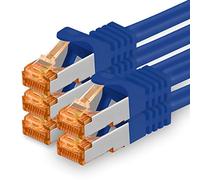 1aTTack.de 0.5 m - Cat.7 Network Cable Blue - Pack of 5 Gigabit Ethernet LAN Cable 10000 Mbit S Patch Cable Cat7 Cable S FTP PIMF Shielding LSZH Cat.7 Raw Cable RJ45 Connector Cat 6a - 5 x 0.5 m