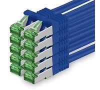 1aTTack.de 0.5 M Cat.7 Network Cable Pack of 10 Cat7 Patch Cable Lan Cable Ethernet RJ45 10 Gbit/s (All Internet Speeds) Blue 0.5 Meter