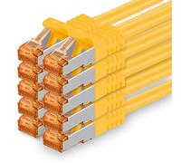 1aTTack.de 0.5 m - Cat.7 Network Cable Yellow - Pack of 10 Gigabit Ethernet LAN Cable 10000 Mbit S Patch Cable Cat7 Cable S FTP PIMF Shielding LSZH Cat.7 Raw Cable RJ45 Connector Cat 6a - 10 x 0.5 m
