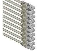 1aTTack.de 0.5 m gray - 10 pieces Cat.6 patch cable network cable CAT6 S-FTP Gigabit Lan PIMF CAT 6 copper CU halogen-free Internet DSL game console Smart TV