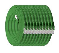 1aTTack.de 0.5 m - green - pack of 10 Cat7 flat cable network cable Cat 7 raw cable Gigabit Lan (10Gbit/s) ribbon cable installation cable patch cable flat slim Rj 45 plug Cat6a