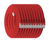 1aTTack.de 0.5 m - red - pack of 10 Cat7 flat cable network cable Cat 7 raw cable Gigabit Lan (10Gbit/s) ribbon cable installation cable patch cable flat slim Rj 45 plug Cat6a