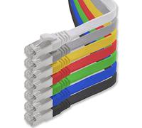 1aTTack.de 0.5m - 7 colors - 7 pieces CAT.7 Gigabit Ethernet LAN ribbon ribbon cable (RJ45) network cable raw cable (10Gbit/s) installation cable flat slim compatible with Cat.5 - Cat.5e - Cat.6