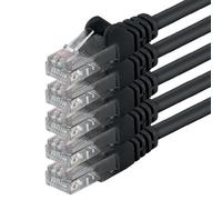 1aTTack.de 0.5m - black - 5 pieces - (PACK) - CAT.6 CAT6 Ethernet LAN network cable 1000 Mbit/s patch cable