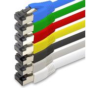 1aTTack.de 0.5m Cat 8 network cable CAT8 cable colors set - 7 pieces Cat.8 Lan 2000 MHz 40 Gbit s 40GBase-T Poe+ patch cable Ethernet cable LSZH - 7 x 0.5 meters