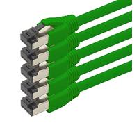 1aTTack.de 0.5m Cat 8 Network Cable CAT8 Cable Green - Pack of 5 Cat.8 Lan 2000 MHz 40 Gbit s 40GBase-T Poe+ Patch Cable Ethernet Cable LSZH - 5 x 0.5 Meter Green