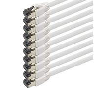 1aTTack.de 0.5m Cat 8 network cable CAT8 cable white - pack of 10 Cat.8 Lan 2000 MHz 40 Gbit s 40GBase-T Poe+ patch cable Ethernet cable LSZH - 10 x 0.5 meter white