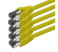 1aTTack.de 0.5m Cat 8 network cable CAT8 cable yellow - pack of 5 Cat.8 Lan 2000 MHz 40 Gbit s 40GBase-T Poe+ patch cable Ethernet cable LSZH - 5 x 0.5 meter yellow