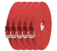 1aTTack.de 0.5m CAT6 Flat Ethernet Cable RJ45 1000 Mbit, 5 pieces - red | Thin flat installation cable, Gigabit LAN, Cat 6 Ethernet patch cable, for router, switch, modem, internet and patch panel
