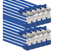 1aTTack.de 0.5m CAT6 LAN Network Cable RJ45 90° Angled, 10 pieces - blue | One RJ45 plug angled 90°, one RJ45 plug straight, S-FTP PIMF, Cat 6 patch cable, LAN, router, switch, modem