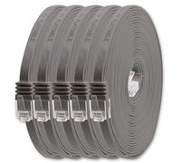 1aTTack.de 0.5m - Gray - Pack of 5 - Cat.6 Flat Network Cable Cat6 Flat Cable Ultra Flat Cat.6 Patch Cable 1000 Mbit/s Gigabit LAN (RJ45) Flat Slim Micro