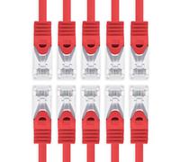 1aTTack.de 0.5m - red - 10 pieces Cat7 network cable SFTP patch cable Lankabel raw cable 10GB/s - 500 MHz assembled with 2 RJ45 plugs Cat 6a