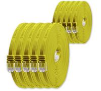 1aTTack.de 0.5m Yellow 10 Pack Cat.6 Flat Network Cable, Up to 1000 Mbit/s, Compatible with Cat5, Cat5e, Cat.7, RJ45 Connectors, Ideal for Home/Office Networks and Devices