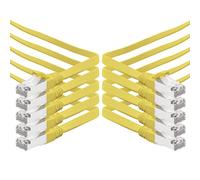 1aTTack.de 0.5m - yellow - 10 pieces CAT.7 Gigabit Ethernet LAN ribbon ribbon cable (RJ45) network cable raw cable (10Gbit/s) installation cable flat slim compatible with Cat.5 - Cat.5e - Cat.6