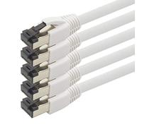 1aTTack.de 1.5m Cat 8 network cable CAT8 cable white - pack of 5 Cat.8 Lan 2000 MHz 40 Gbit s 40GBase-T Poe+ patch cable Ethernet cable LSZH - 5 x 1.5 meters white