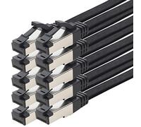 1aTTack.de 1.5m Cat 8 patch cable flat black 40 Gigabit network cable Ethernet LAN cable 40 Gbits 2000 MHz patch cable Cat8 cable LSZH TPE PIMF Rj45 connector 10 pieces - 1.5m
