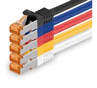 1aTTack.de 1 m - Cat.7 Network Cable 5 Colours 03-5 Pieces Gigabit Ethernet LAN Cable 10000 Mbit S Patch Cable Cat7 Cable S FTP PIMF Shielding LSZH Cat.7 Raw Cable RJ45 Connector Cat 6a - 5 x 1 Metre