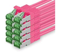 1aTTack.de 1 M Cat.7 Network Cable Pack of 10 Cat7 Patch Cable Lan Cable Ethernet RJ45 10 Gbit/s (All Internet Speeds) Magenta 1 Meter