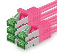 1aTTack.de 1 M Cat.7 Network Cable Pack of 5 Cat7 Patch Cable Lan Cable Ethernet RJ45 10 Gbit/s (All Internet Speeds) Magenta 1 Meter