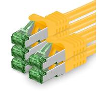 1aTTack.de 1 M Cat.7 Network Cable Pack of 5 Cat7 Patch Cable Lan Cable Ethernet RJ45 10 Gbit/s (All Internet Speeds) Yellow 1 Meter