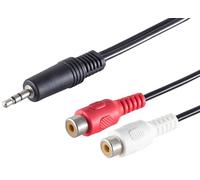 1aTTack.de 1 x 0.2 m Black Jack Plug 3.5 mm to 2 x RCA Female Audio Adapter Cable Robust Design Moulded Plug Perfect for HiFi Speaker Amplifier