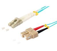 1aTTack.de 1 x 1 m OM3 Fibre Optic DX Duplex Patch Cable LC/UPC - SC/UPC MM Multimode - 50/125 µm LSZH Aqua