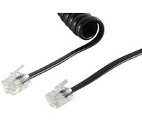 1aTTack.de 1 x 10 m Telephone Cable RJ10 Plug Earpiece Spiral Cable Telephone Plug RJ10 Cable Landline Telephone Handset Telephone Cable Black