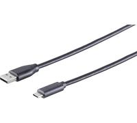 1aTTack.de 1 x USB-A Adapter Cable, USB-C, 2.0, Black, 3 m - With this standard USB cable, you can connect an external hard drive to your PC for example