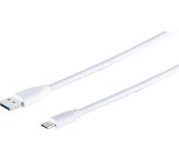 1aTTack.de 1 x USB-A Adapter Cable, USB-C, 3.0, White, 1 m - With this standard USB cable, you can connect an external hard drive to your PC