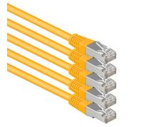 1aTTack.de 10 m yellow - 5 pieces Cat.6 patch cable network cable CAT6 S-FTP Gigabit Lan PIMF CAT 6 copper CU halogen-free Internet DSL game console Smart TV