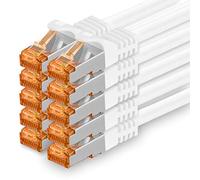 1aTTack.de 10 x 0.5 m White - Cat7 Cat 7 Ethernet Network Cable 10 GB/s SFTP - RJ45 Ethernet LAN DSL Router Modem