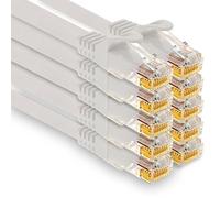1aTTack.de - 10 x 0.5m Cat7 network cable, Cat.7 Ethernet, Lan & Cat 7 patch cable for maximum internet speed & connects all devices with RJ 45 plug white