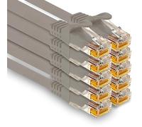 1aTTack.de - 10 x 1.5m Cat7 network cable, Cat.7 Ethernet, Lan & Cat 7 patch cable for maximum internet speed & connects all devices with RJ 45 plug gray