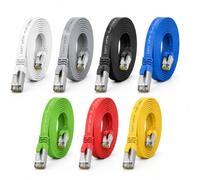 1aTTack.de 10m - 7 colors - 7 pieces CAT.7 Gigabit Ethernet LAN ribbon ribbon cable (RJ45) network cable raw cable (10Gbit/s) installation cable flat slim compatible with Cat.5 - Cat.5e - Cat.6