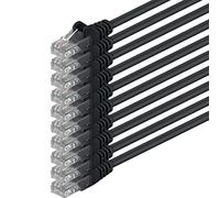 1aTTack.de 10m - black - 10 pieces - (PACK) - CAT.6 CAT6 Ethernet LAN network cable 1000 Mbit/s patch cable