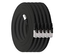 1aTTack.de 10m - black - 5 pieces Cat7 flat cable network cable Cat 7 raw cable Gigabit Lan (10Gbit/s) ribbon cable installation cable patch cable flat slim Rj 45 plug Cat6a