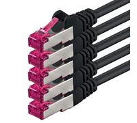 1aTTack.de 10m - black - 5 pieces - network cable CAT6a (10Gb/s) S-FTP CAT 6a Lankacable - GHMT certified PIMF 500 MHz Cat5 Cat5e Cat6 Cat6a Cat7 for switch, router, modem, Internet