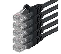 1aTTack.de 10m - black - 5 pieces - (PACK) - CAT.6 CAT6 Ethernet LAN network cable 1000 Mbit/s patch cable