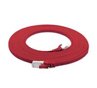 1aTTack.de 10m - red - 1 piece Cat7 flat cable network cable Cat 7 raw cable Gigabit Lan (10Gbit/s) ribbon cable installation cable patch cable flat slim Rj 45 plug Cat6a