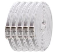 1aTTack.de 10m White Cat.6 Flat Network Cable - 5 Pack - Gigabit LAN (RJ45) Ultra Flat Slim Micro