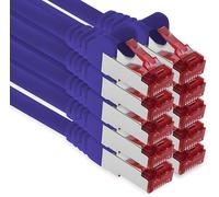 1aTTack.de - 10x 0.25m CAT6 patch cable S/FTP PIMF shielding CAT.6 RJ45 network cable Ethernet cable DSL LAN router switch modem patch panel - purple - 10 pieces