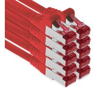 1aTTack.de - 10x 0.25m CAT6 patch cable S/FTP PIMF shielding CAT.6 RJ45 network cable Ethernet cable DSL LAN router switch modem patch panel - red - 10 pieces