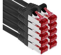 1aTTack.de - 10x 0.25m CAT6 patch cable S/FTP PIMF shielding CAT.6 RJ45 network cable Ethernet cable DSL LAN router switch modem patch panel - black - 10 pieces