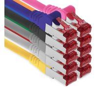 1aTTack.de - 10x 0.5m CAT6 patch cable S/FTP PIMF shielding CAT.6 RJ45 network cable Ethernet cable DSL LAN router switch modem patch panel - 10 colors